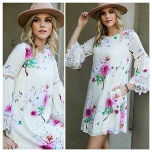 Margo Lace and Crochet Floral Shift Dress